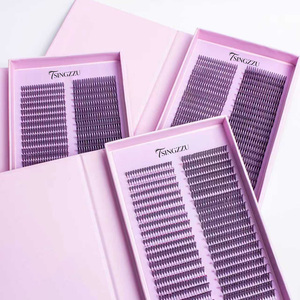 Extensions de cils synthétiques faites à <span class=keywords><strong>la</strong></span> machine, 40 rangées, base fine, volume doux, effet pics, pour cosplay anime et manga, avec logo personnalisé - Product Image 4