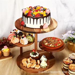 Wooden multi-tiered round cupcake <b>rack</b>, pastry <b>plate</b>, dessert table, snack display <b>rack</b>, household wooden storage <b>rack</b> - Product Image 4
