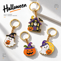Porte-clés en métal personnalisé, porte-clés fantôme d'Halloween, breloques en alliage de zinc émaillé dur, vente en gros, cadeau promotionnel, porte-clés