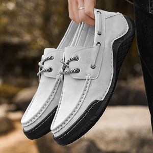 Chaussures <span class=keywords><strong>bateau</strong></span> pour hommes, mocassins de conduite, chaussures plates en faux daim de vache et <span class=keywords><strong>nubuck</strong></span>, basses à lacets, faites à la main, légères, à talon plat, pour la marche et les affaires - Product Image 6