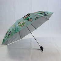 Parapluie promotionnel moderne en pongé avec logo personnalisé, impression intégrale, protection UV, argenté, pour cadeaux d'affaires, avec tige chromée, fabriqué en Chine