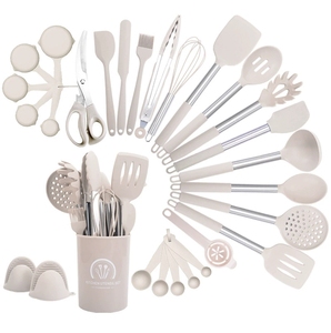 2025 amazo Hot đồ dùng nhà bếp không dính đồ dùng nhà bếp thìa Silicone Đồ dùng nấu ăn với tay cầm bằng gỗ phụ kiện nhà bếp - Product Image 5