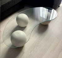 Nouvelle table basse en verre trempé style crème 2026, table à thé ronde créative et minimaliste pour petits salons