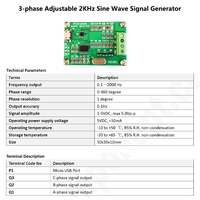 Small Size 3-phase 0.1Hz to 2KHz 0-360 Degree Phase Adjustable Sine Wave Signal Generator with Software Setting