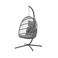 Fauteuil suspendu pliable en corde de coton pour extérieur, gain de place, chaise suspendue pour intérieur, balcon, hamac avec support