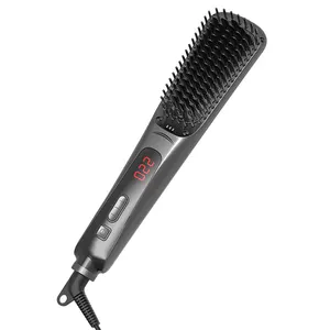 Professional Electric Hair Straightener Brush Ring Hair Straightening Brush with LED Screen, Hair Straightening Comb