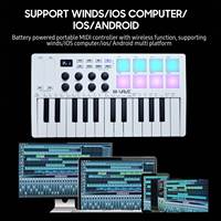 Clavier MIDI miniature MVave SMK25, 25 touches sensibles, prise en charge sans fil, avec 8 pads de batterie RGB, console de contrôle, équipement audio