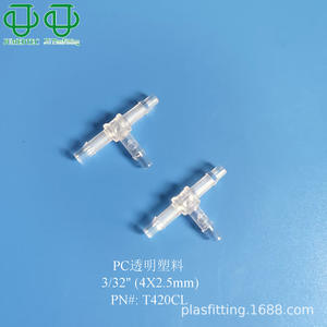 Conector en T de plástico transparente JUPlasfitting tipo PC, 3/32, 1/8, 5/32 ID para tubo rígido - Product Image 3