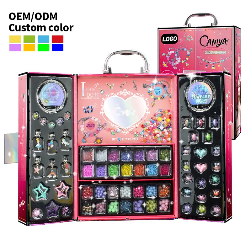 Leemook vente en gros magnifiquement Double porte bijoux à bricoler soi-même Kit de perles enfants Bracelet collier fabrication de perles ensemble d'accessoires