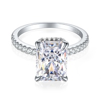 Nouvelle Bague de Fiançailles et de Mariage Tendance pour Femme, Style Hip Hop, en Argent 925 Plaqué Rhodium, avec Zircon Cubique Taille Glace Pilée et Sertissage à Griffes, pour Soirée
