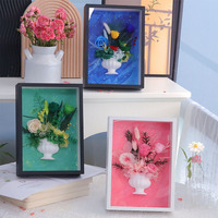 Boîte à ombre carrée pour rose éternelle 3D, arrangement floral, thèmes multicolores, décoration intérieure, Fête des Mères, Saint-Valentin