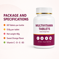 Complément multivitaminé quotidien pour adultes, 60 comprimés avec vitamine C, vitamine E et niacinamide, saveur orange