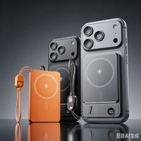Batteries externes ultra-minces en ABS magnétiques 2-en-1 avec support sans fil, cordon et câble, charge rapide 20W, affichage numérique, 10000mAh, Type-C
