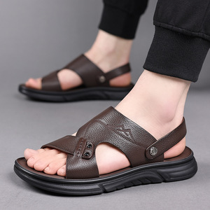 Sandalias de Hombre con Tiras Cruzadas, Primera Capa de Piel de Vaca, Suela de Goma Antideslizante, Casuales de Verano, Punta Abierta, Forro de Cuero Genuino - Product Image 3