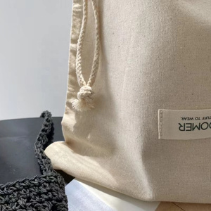 Bolsa de Algodón Muselina Orgánica Ecológica Personalizada BSCI, Bolsa de Tela de Calicó Natural Promocional con Cordón y Logotipo Impreso - Product Image 3