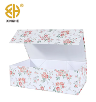 Boîte Cadeau Écologique Biodégradable à Motif Floral Rose avec Couvercles Magnétiques 2mm, Grandes Boîtes de Proposition pour Demoiselles d'Honneur 13.8x8.3x4.4 Rectangulaires pour Mariage