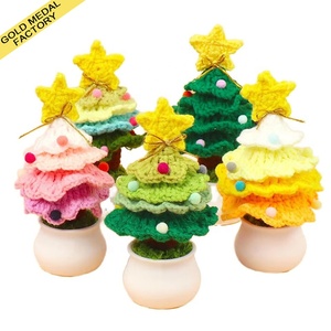 Crochet <strong>Christmas</strong> Tree Handmade Knitted Potted Decor Artificial Tree Home <strong>Office</strong> Modern Style Hanging <strong>Christmas</strong> Tree <strong>Decoration</strong> - Product Image 1