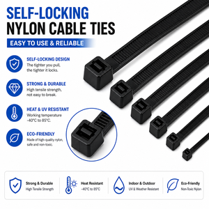 Abrazaderas de Cable Autoblocantes PA66 de 4 Pulgadas, <span class=keywords><strong>Correas</strong></span> de Nailon Resistentes a la Intemperie de 4*100 mm, Resistencia a la Tracción de 40 LB, Abrazaderas Industriales de Alto Impacto - Product Image 3