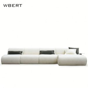 WBERT Ensemble canapé italien personnalisé en cuir minimal Design postmoderne Tissu doux Villa Hôtel de luxe Appartement Salon Combinaison - Product Image 1