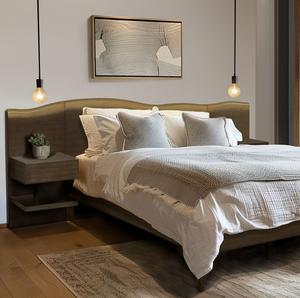 Base de Cama Queen Moderna Ajustable con Cabecero de Borde Natural y Mesitas de Noche/Armarios Integrados, Diseño Lujoso - Product Image 4