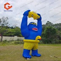 Mascotte gonflable de gorille bleu géant pour scène, modèle de dessin animé pour la publicité