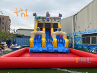 Tobogán Acuático Comercial, Casa de Rebote Grande y Barato, Salto Hinchable, Castillo, Tobogán de Agua Inflable para Niños y Adultos