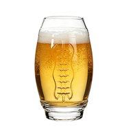 Mug en verre cristal transparent de qualité supérieure avec motif en relief cousu, soufflé à la bouche, fait main, grande capacité, pour bière