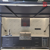 Meubles de cuisine extérieure sur mesure avec îlot de barbecue modulaire, évier, rangement et comptoir, ensemble de cuisine complet fabriqué en usine