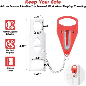 Security <b>Portable</b> Door <b>Lock</b> Latch No Drill Manual Hotel Room Devices for Add Security Holes Removable for Travel Safety - Product Image 5