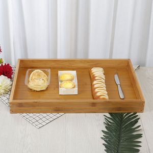 Bandeja de servir de bambú, plato rectangular de madera para exhibir pan, pasteles y repostería, uso doméstico - Product Image 3