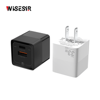 Chargeur rapide double port WISESIR 33W GaN PD 30W Type-C USB-A avec protection OTP/OVP pour les voyages