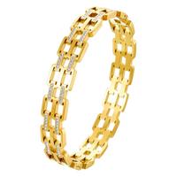 Bracelet en fer inaltérable et étanche avec accents de diamants, motifs ajourés, accessoire haut de gamme sophistiqué, minimaliste et chic