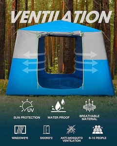 Carpa Inflable de Lujo, Grande, Impermeable, de PVC y Lona Oxford, con Bomba Portátil y Postes de Aluminio para Acampar al Aire Libre, Modelo PFIT04L - Product Image 4
