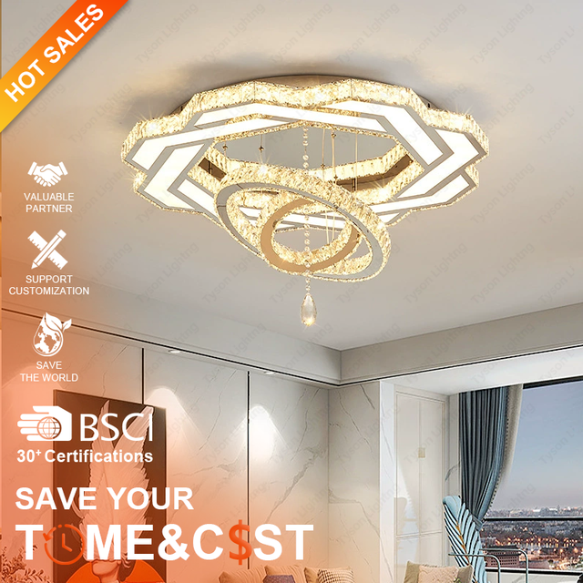 15W Smart Dimmable Recessed Round Modern Home Decor Led Party Ceiling Lights Chandeliers for Living Room Kitchen Island Bathroom