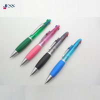 Vente en gros de stylos à bille en plastique avec logo de marque Papeterie de bureau et d'école Recharge d'encre à l'huile 4 couleurs Stylos multicolores