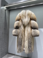 Manteau long en fourrure pour femme, collection Hiver 2026, luxe premium, véritable fourrure de renard des îles dorées