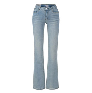 Pantalon évasé en <span class=keywords><strong>jean</strong></span> bleu foncé sexy pour femme, style rétro Y2K, coupe ajustée, taille basse, longueur au sol, 3695 - Product Image 2