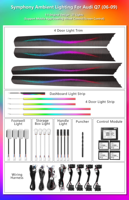 Luz Ambiental Dinámica para el Tablero de Instrumentos Cardoo Q7 Dynamic Galaxy para Audi Q7 2006-2015, Kit de Accesorios de Iluminación Ambiental Interior para Automóvil