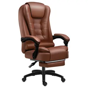 Chaise de bureau de patron fonction pivotante coussin de pied en nylon peut être relevé abaissé pour s'allonger chaise en cuir chaise de conférence