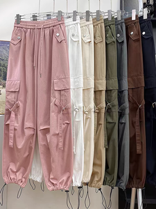 2024 nuovi pantaloni <span class=keywords><strong>Cargo</strong></span> da <span class=keywords><strong>donna</strong></span> alla moda pantaloni estivi <span class=keywords><strong>larghi</strong></span> e traspiranti dimagranti pantaloni Casual per uso in palestra all'ingrosso - Product Image 3