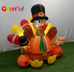 Pavo Inflable de Acción de Gracias con <span class=keywords><strong>Calabaza</strong></span> y Luces LED, Decoración Inflable para Jardín Exterior para Festivales - Product Image 2