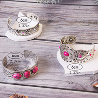 21 Estilos de Pulseras de Turquesa Natural Plateadas en Plata de Estilo Occidental para Mujer, Pulsera de Estilo Bohemio Étnico con Turquesa