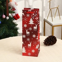 Sacs cadeaux en papier pour bouteilles de vin de Noël, emballage individuel avec poignée en ruban, prêts à être expédiés