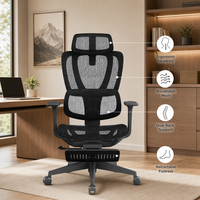 Chaise de bureau ergonomique entièrement en mesh avec appui-tête et soutien lombaire réglables BIFMA