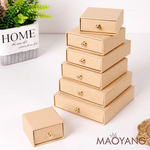 Caja de Joyería Rectangular de Papel Kraft para Anillos y Collares, Caja de Almacenamiento de Papel en Stock, Venta al Por Mayor - Product Image 2
