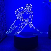 Lampe de nuit LED 3D joueur de hockey, lumière changeante en 7 couleurs
