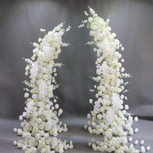 Arche de fleurs blanches en soie pour toile de fond de mariage, arrangement floral en trompette, décoration - Product Image 4