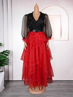 Robe longue élégante pour femmes grandes tailles avec design color block africain, robe musulmane pour femmes, robes de style africain