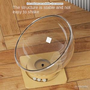 سرير قطط على شكل كبسولة فضائية دوار للاستخدام في جميع الفصول، سرير قطط بلاستيكي شبه مغلق مع لعبة مدمجة للحيوانات الأليفة - Product Image 2