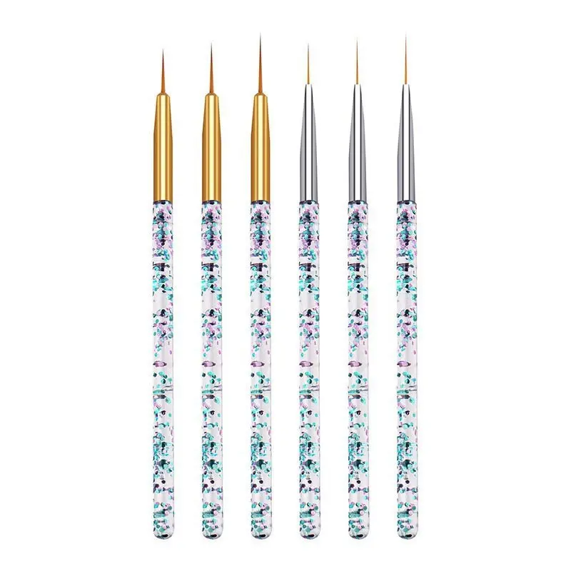 3 pcs/set Clear Acrylic Handle Nair Art Drawing Pen Lineing Gird Stripes UV Gel Polish Painting Brushes